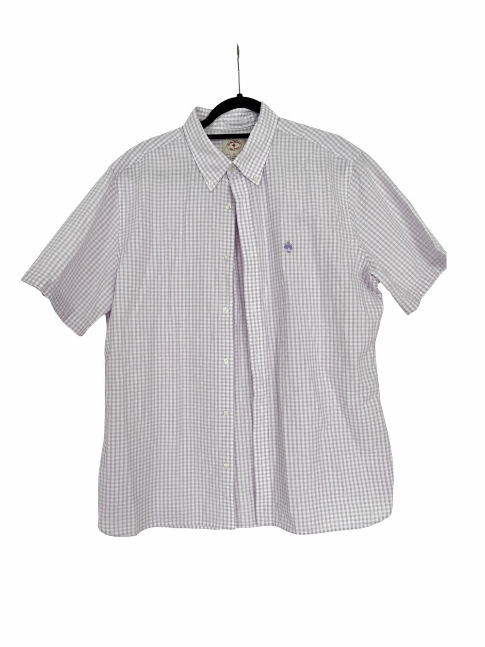 Brooks Brothers Purple Gingham Short Sleeve Button-Down Shirt